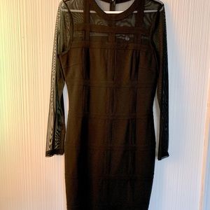 Black sheer long sleeve Boohoo midi dress